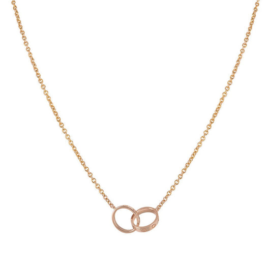 „Glow Jewelry“ LOVE HALSKETTE DOPPELRING ROSÉGOLD