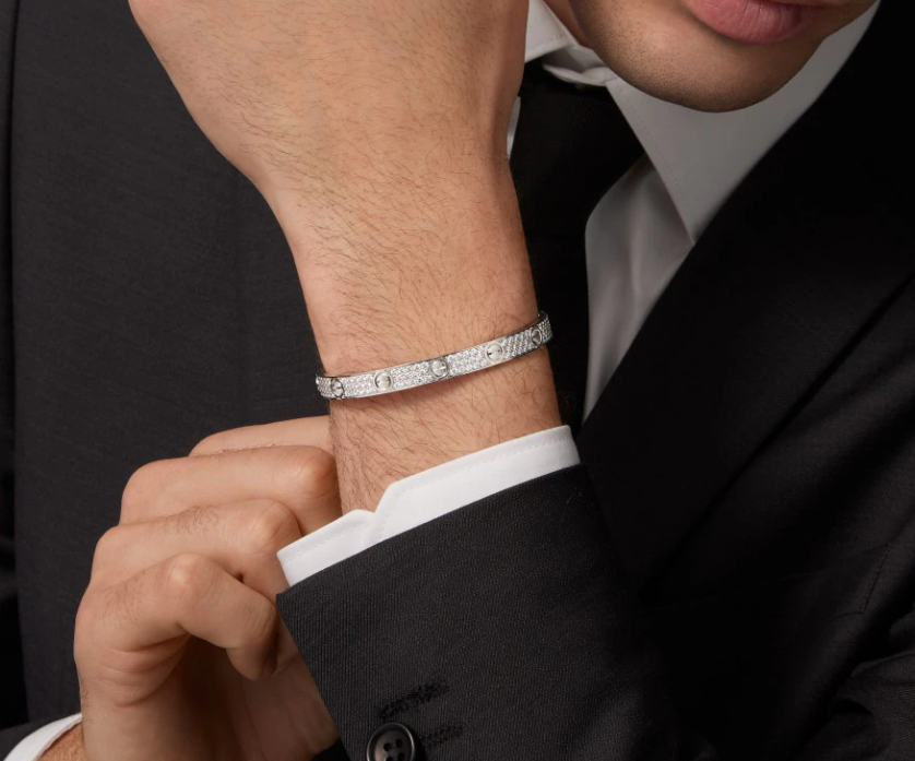 [Glow Jewelry]NEW-LOVE-6.1MM-Width Diamond-Studded Bracelet