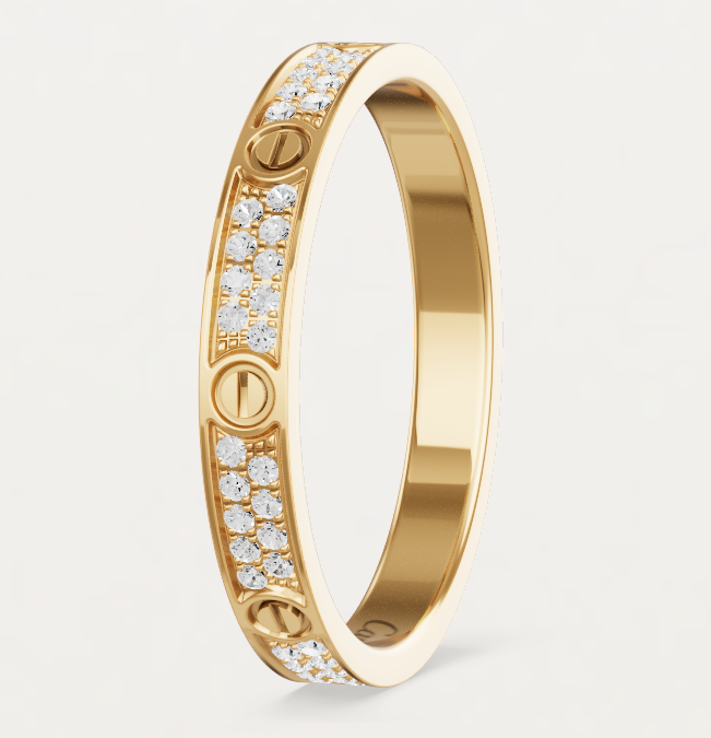 [Glow Jewelry]LOVE RING 2.6mm-wide full-diamond ring Gold