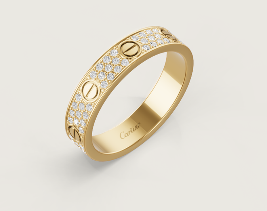 [Glow Jewelry]LOVE RING 4mm-wide full-diamond ring GOLD