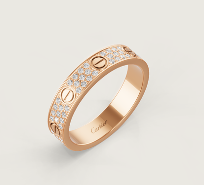 [Glow Jewelry]LOVE RING 4mm-wide full-diamond ring Rose Gold