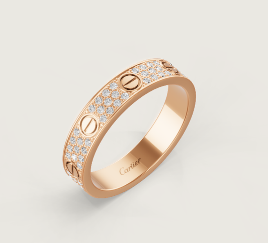 [Glow Jewelry]LOVE RING 4mm-wide full-diamond ring Rose Gold