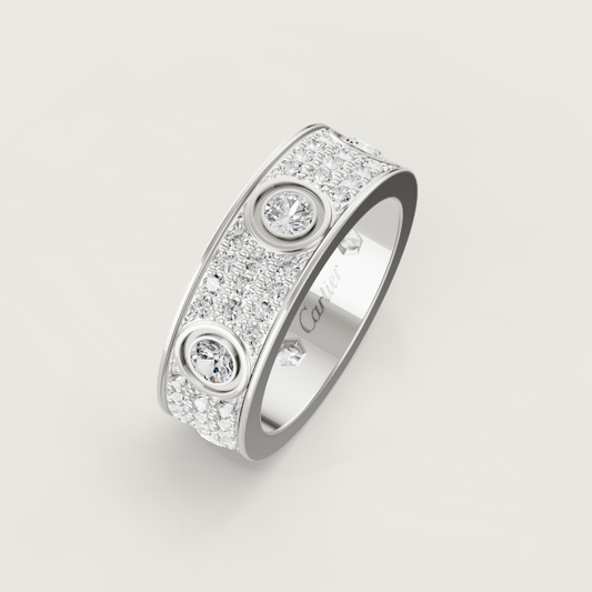 [Glow Jewelry]LOVE RING 6.5MM Full Diamond, 6 Major Diamonds Silver