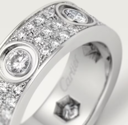 [Glow Jewelry]LOVE RING 6.5MM Full Diamond, 6 Major Diamonds Silver