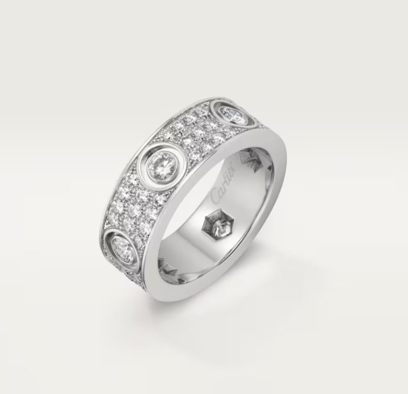 [Glow Jewelry]LOVE RING 6.5MM Full Diamond, 6 Major Diamonds Silver