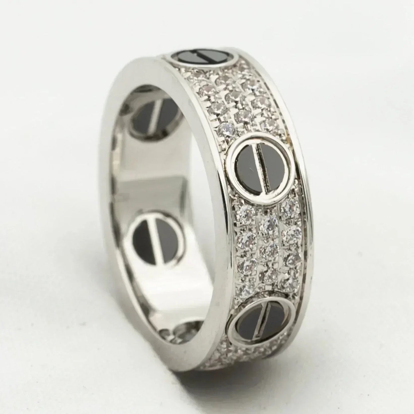 ®Glow Jewelry®ラブリング 5.5MM ダイヤモンド パヴェ セラミック