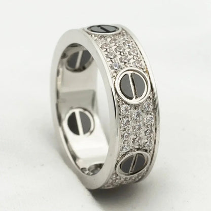 ®Glow Jewelry®ラブリング 5.5MM ダイヤモンド パヴェ セラミック