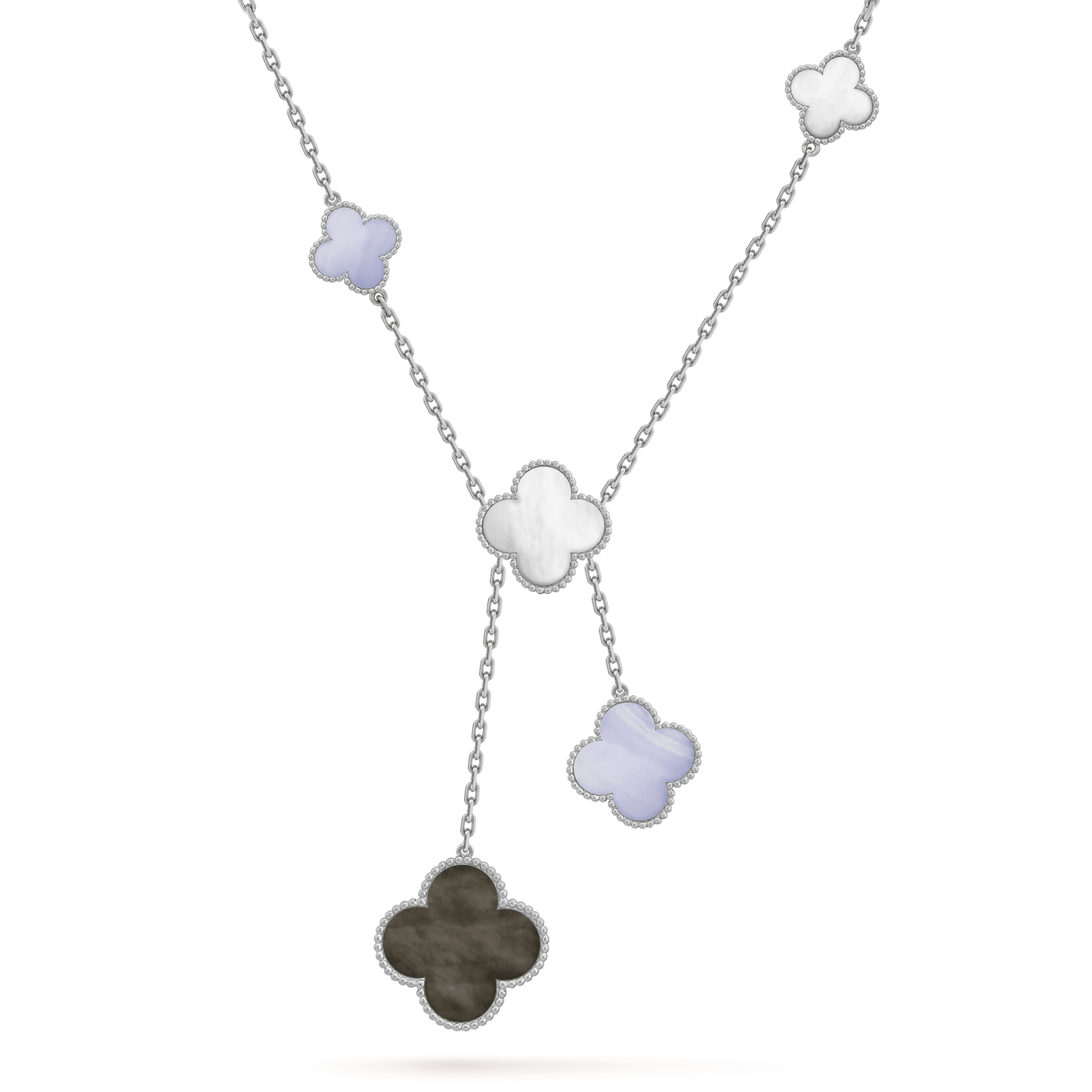 „Glow Jewelry“ KLEEBESCHMUCK CHALCEDON-HALSKETTE SILBER 6 MOTIVE