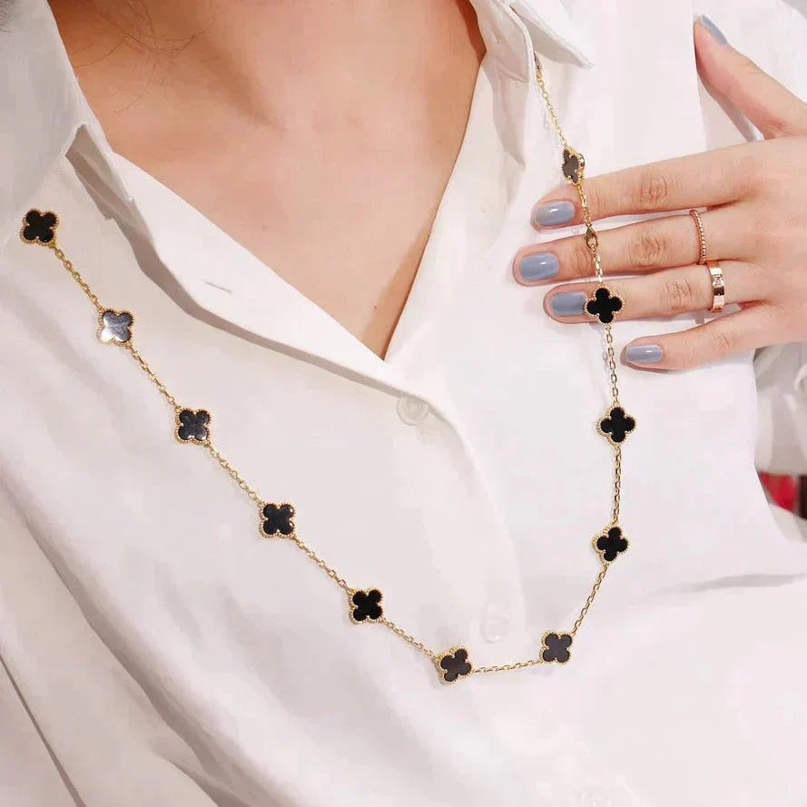 [Glow Jewelry]CLOVER 20 MOTIFS ONYX NECKLACE