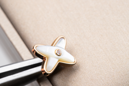 „Glow Jewelry“ WHITE MOP PINK GOLD DIAMOND OHRRINGE