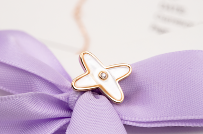 „Glow Jewelry“ WHITE MOP PINK GOLD DIAMOND OHRRINGE