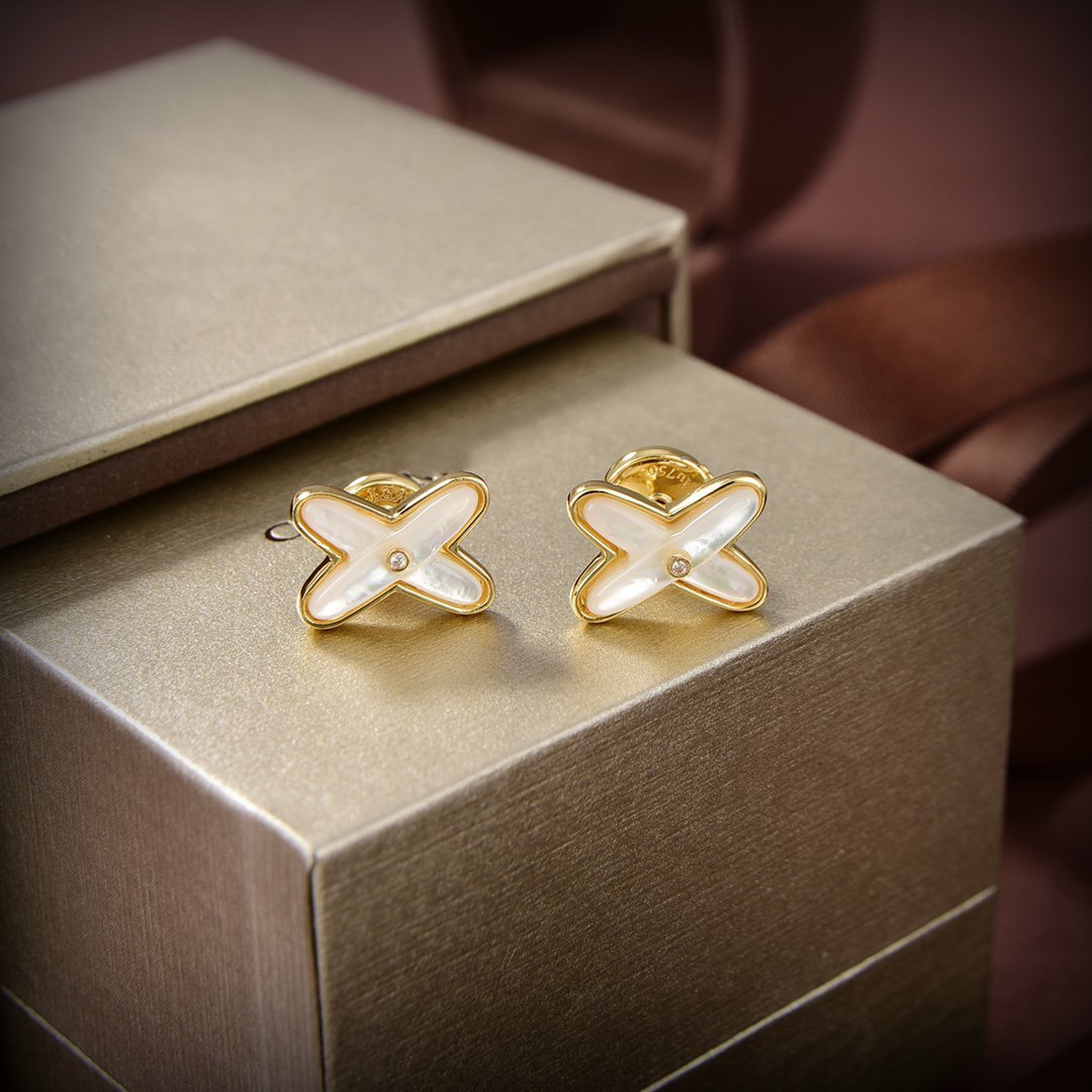 „Glow Jewelry“ JEUX DE WHITE MOP GOLD DIAMANT OHRRINGE