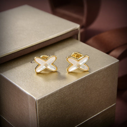 „Glow Jewelry“ JEUX DE WHITE MOP GOLD DIAMANT OHRRINGE
