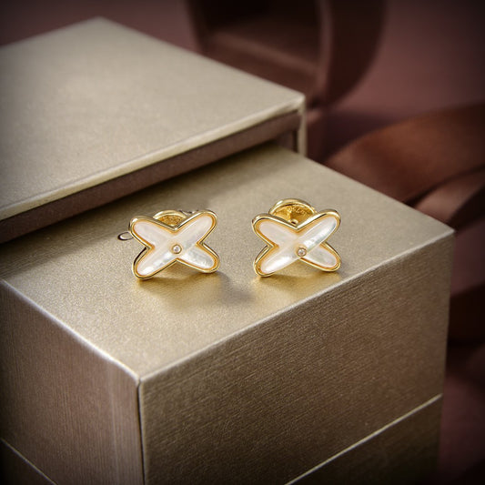 ¡®Glow Jewelry¡¯JEUX DE WHITE MOP GOLD DIAMOND EARRINGS