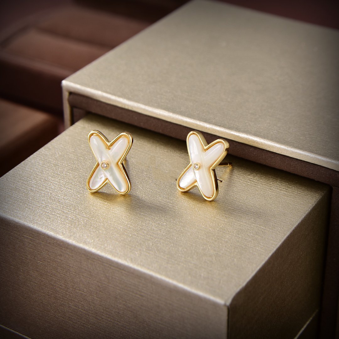 „Glow Jewelry“ JEUX DE WHITE MOP GOLD DIAMANT OHRRINGE