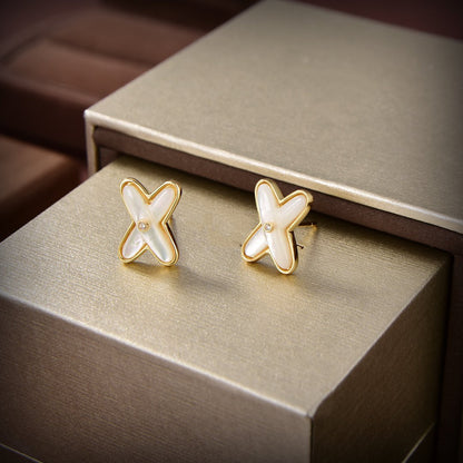 „Glow Jewelry“ JEUX DE WHITE MOP GOLD DIAMANT OHRRINGE