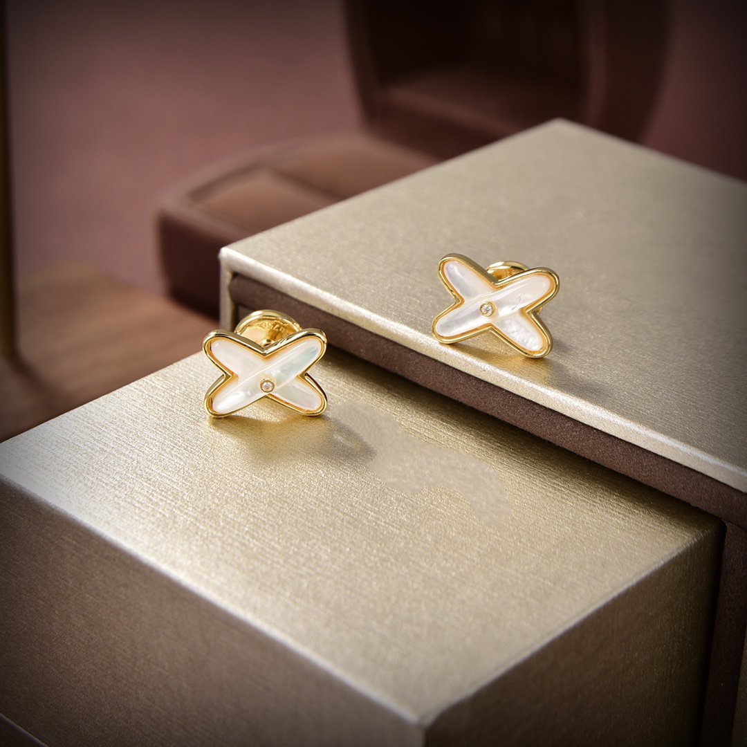 „Glow Jewelry“ JEUX DE WHITE MOP GOLD DIAMANT OHRRINGE