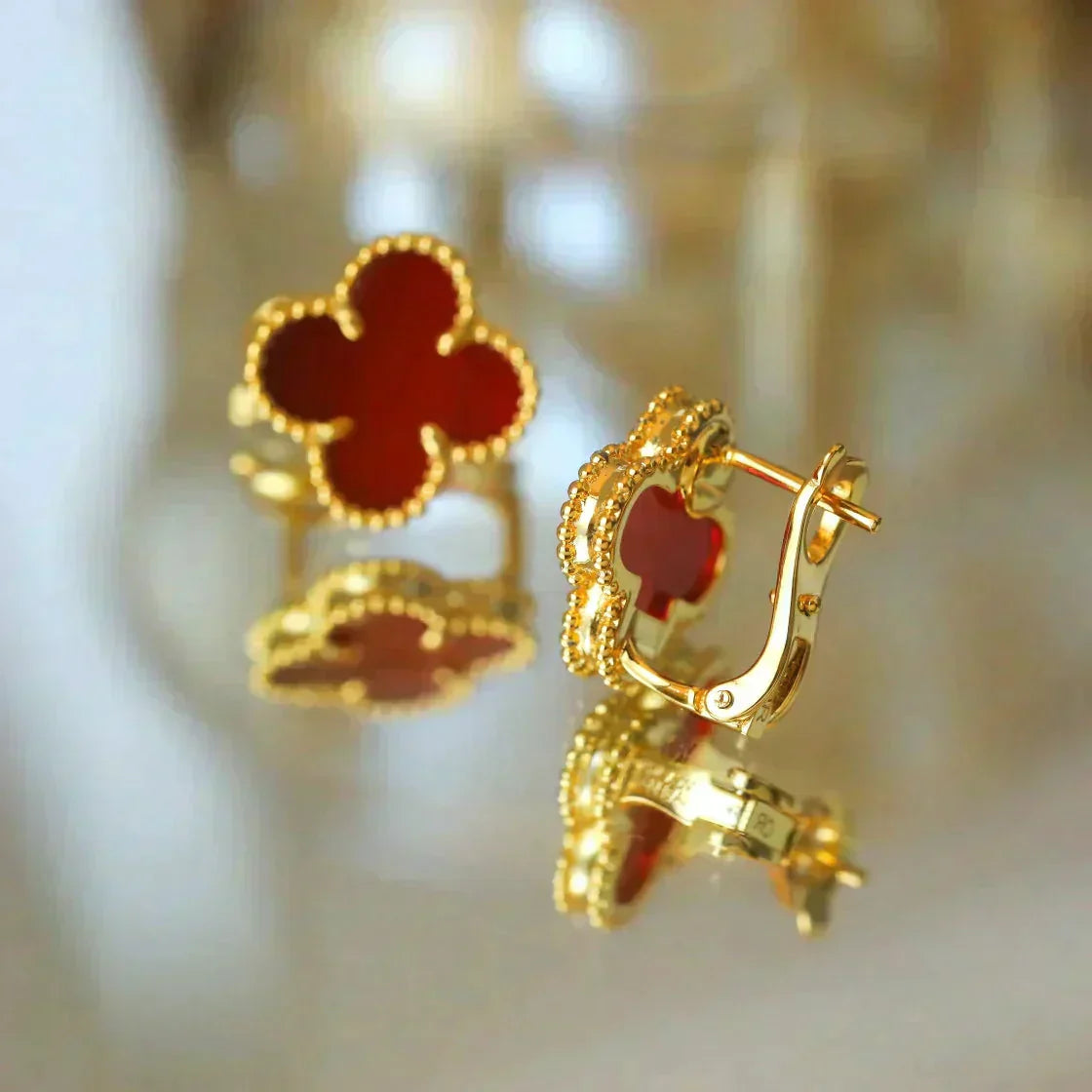 ¡®Glow Jewelry¡¯CLOVER MEDIUM 1 MOTIFS CARNELIAN  EARRINGS