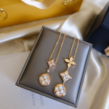 „Glow Jewelry“ COLOR BLOSSOM LARIAT HALSKETTE ROSÉGOLD WEISS PERLMUTT UND DIAMANT