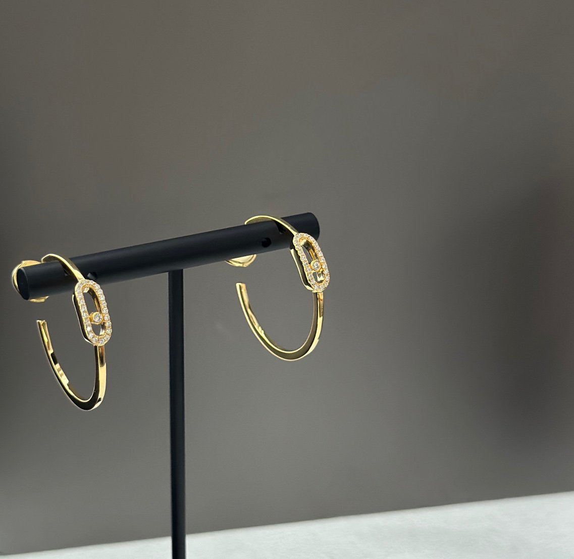 [Glow Jewelry]CREOLES MOVE UNO PM DIAMOND EARRINGS