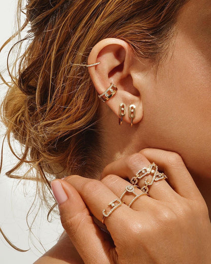 [Glow Jewelry]CREOLES MOVE UNO MINI 1 DIAMOND EARRINGS