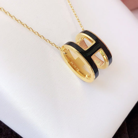 ¡®Glow Jewelry¡¯HM CLIC BLACK ENAMEL GOLD NECKLACE