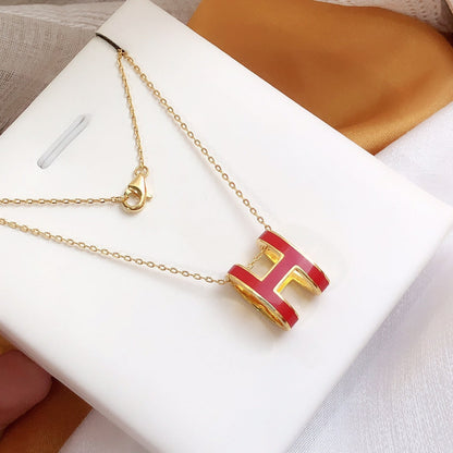 [Glow Jewelry]HM CLIC RED ENAMEL GOLD NECKLACE
