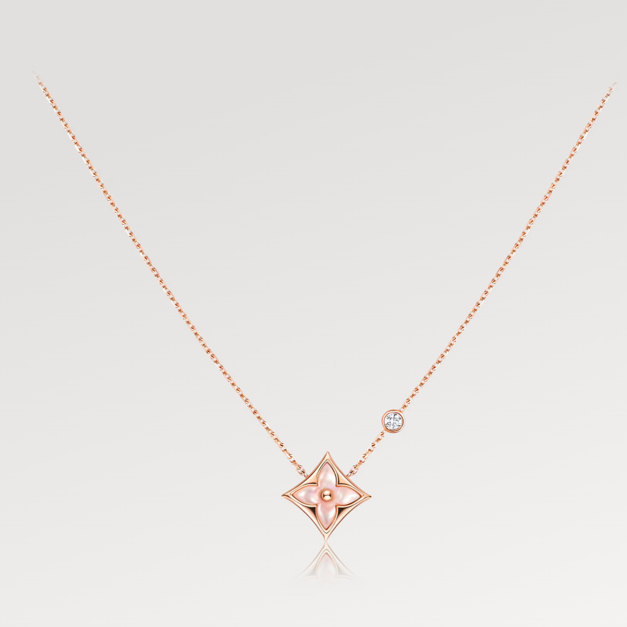 ¡®Glow Jewelry¡¯ STAR PINK MOP 1 DIAMANT ROSÉGOLD-HALSKETTE