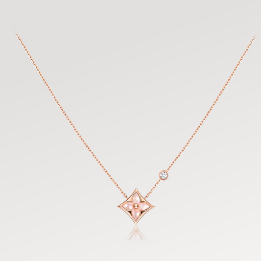 [Glow Jewelry]STAR PINK MOP 1 DIAMOND PINK GOLD NECKLACE