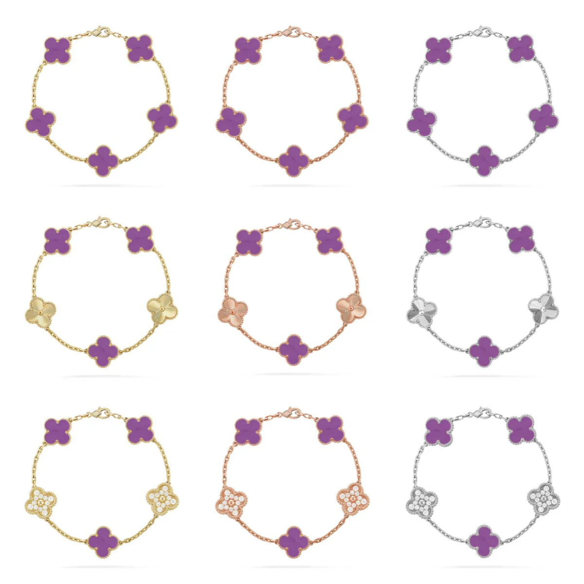 [Glow Jewelry] CLOVER 5 MOTIF VIOLET BRACELET COLLECTION