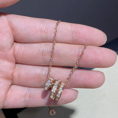 [Glow Jewelry]SERPENTI PINK GOLD NECKLACE DOUBLE RING DIAMOND