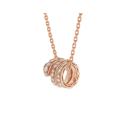 [Glow Jewelry]SERPENTI PINK GOLD NECKLACE DOUBLE RING DIAMOND