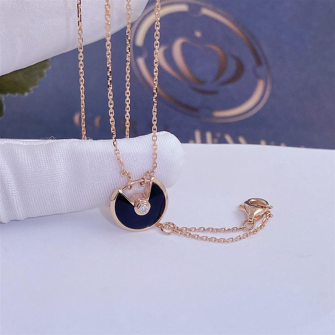 ¡®Glow Jewelry¡¯AMULETTE ROSE GOLD ONYX NECKLACE