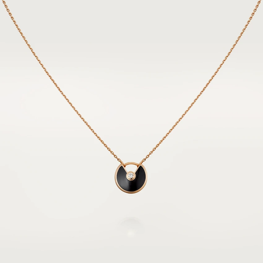 „Glow Jewelry“ HALSKEET AMULETTE AUS ROSÉGOLD MIT ONYX