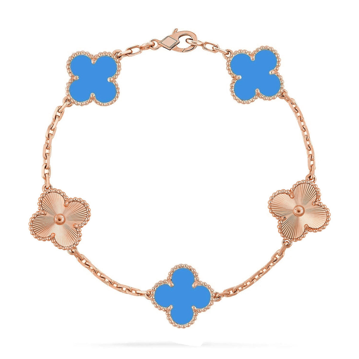 [Glow Jewelry]Neue Kollektion: Kleeblatt 5 Motive Blau Achat Armband