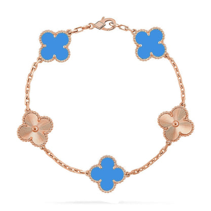 [Glow Jewelry]Neue Kollektion: Kleeblatt 5 Motive Blau Achat Armband