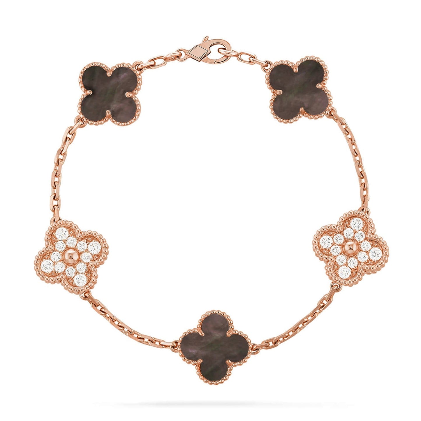[Glow Jewelry]Neue KOLLEKTION: KLEEBATT 5 MOTIV GRAUER PERLMUTT-ARMBAND