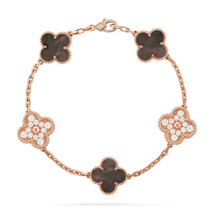 [Glow Jewelry]Neue KOLLEKTION: KLEEBATT 5 MOTIV GRAUER PERLMUTT-ARMBAND