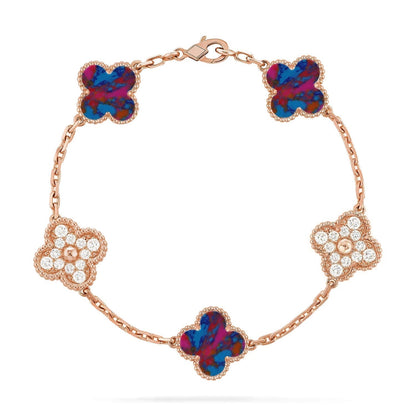 [Glow Jewelry]CLOVER 5 MOTIF COLOR GEMSTONES BRACELET COLLECTION