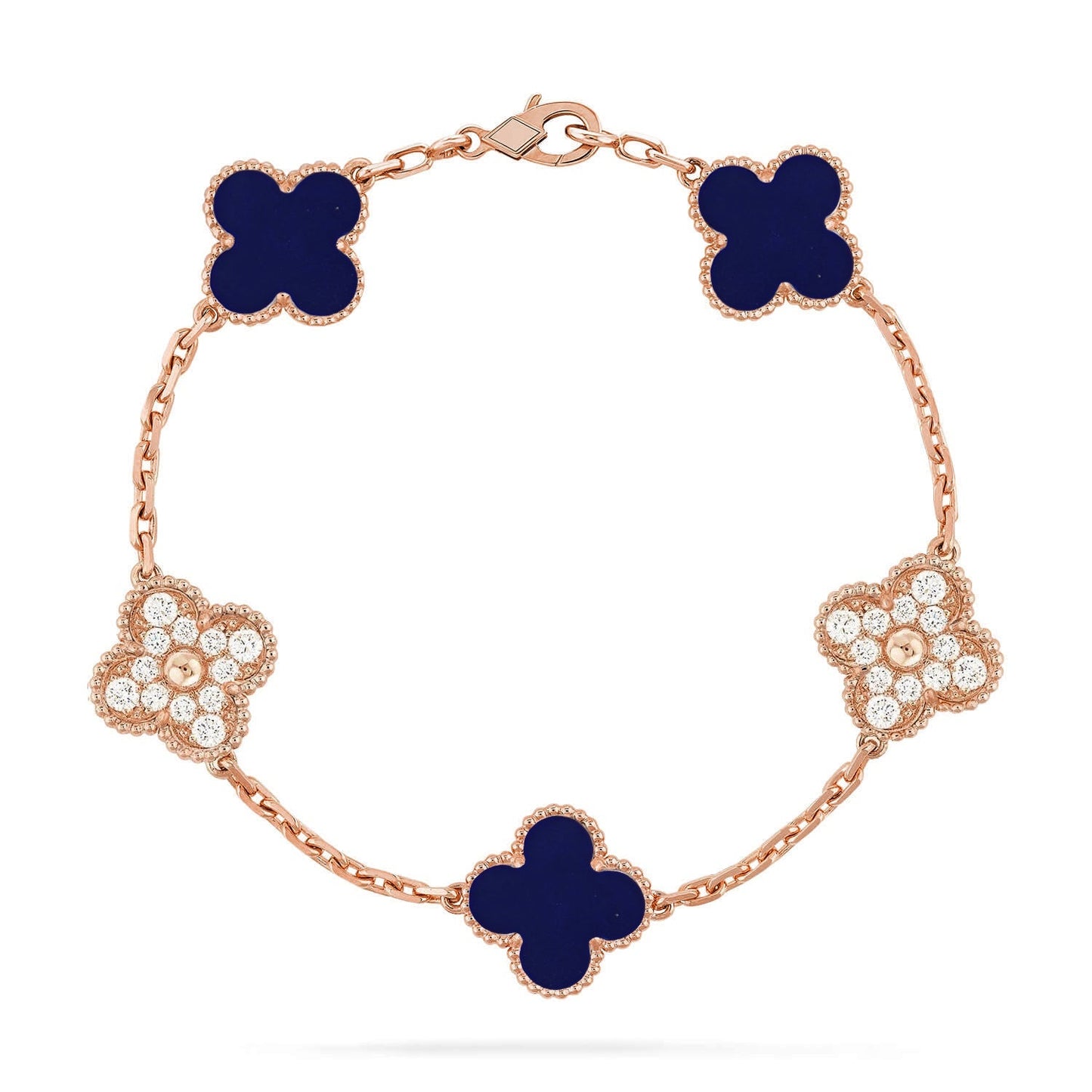 [Glow Jewelry]Neue GLÜCKSKLEE 5 MOTIV LAPISLAZULI ARMBAND KOLLEKTION