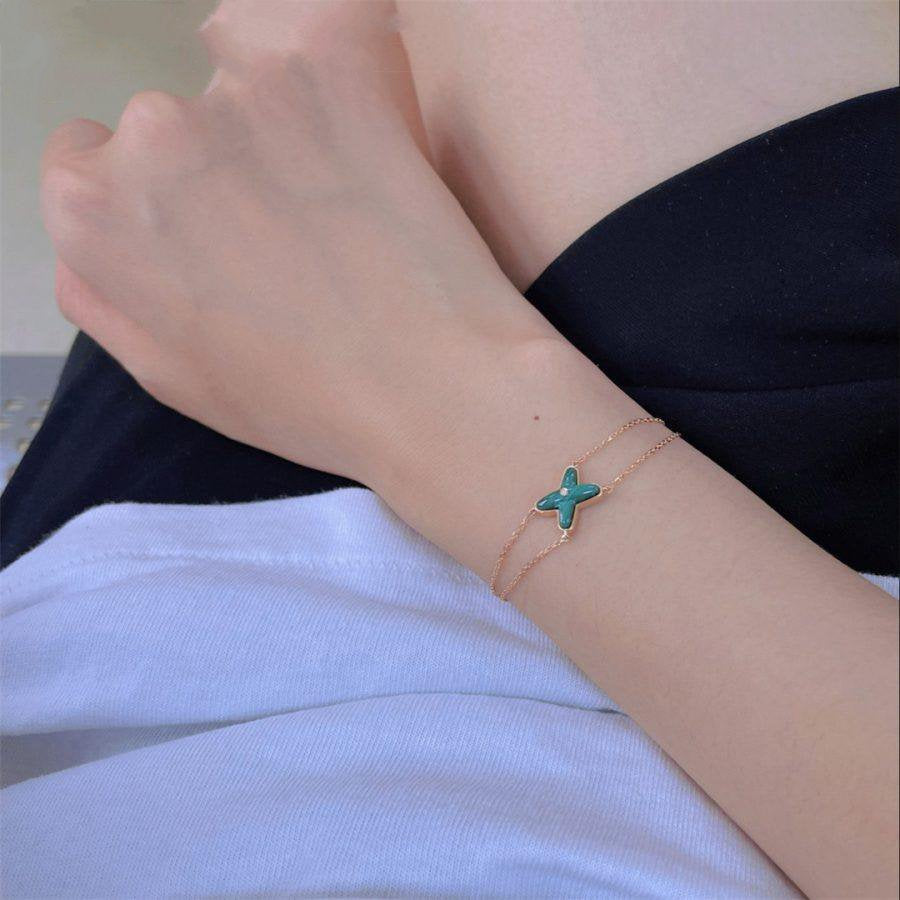 [Glow Jewelry]JEUX BRACELET MALACHITE PINK GOLD 1 DIAMOND