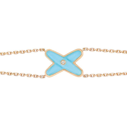 ®Glow Jewelry®JEUX BRACELET TÜRKIS ROTGOLD 1 DIAMANT