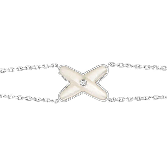 ¡®Glow Jewelry¡¯JEUX ARMBAND WEISSES PERLMUTT SILBER 1 DIAMANT