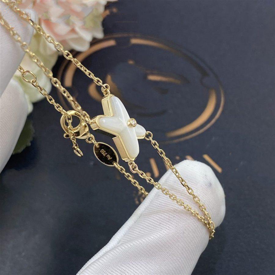 [Glow Jewelry]JEUX BRACELET WHITE MOP GOLD 1 DIAMOND