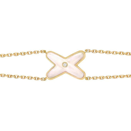 „Glow Jewelry“ JEUX ARMREIF WEISSER PERLMUTT GOLD 1 DIAMANT