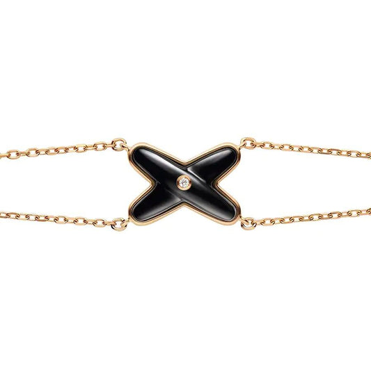 [Glow Jewelry]JEUX BRACELET ONYX PINK GOLD 1 DIAMOND