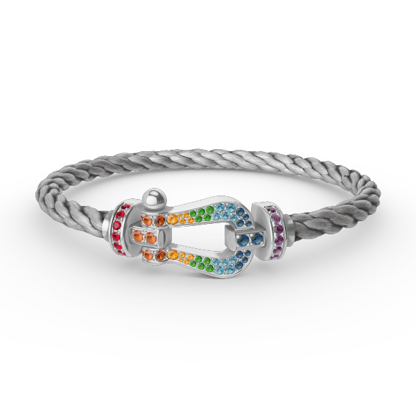 [Glow Jewelry]FORC LARGE HORSESHOE  COLORED DIAMOND BRACELET SILVER