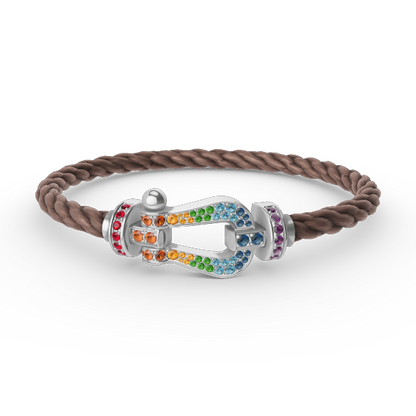 ¡®Glow Jewelry¡¯FORC LARGE HORSESHOE  COLORED DIAMOND BRACELET SILVER