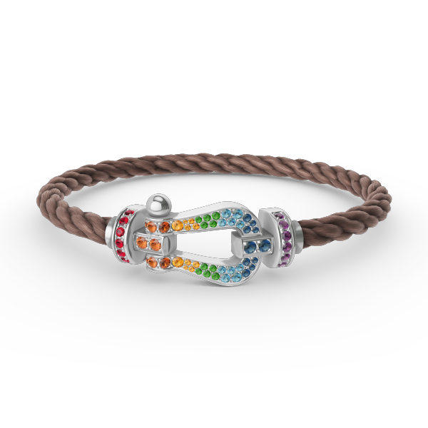 [Glow Jewelry]FORC LARGE HORSESHOE  COLORED DIAMOND BRACELET SILVER
