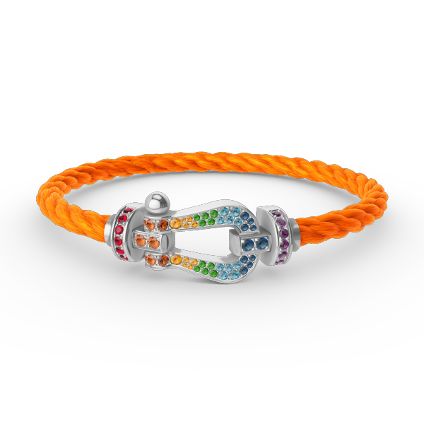 [Glow Jewelry]FORC LARGE HORSESHOE  COLORED DIAMOND BRACELET SILVER